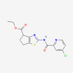 molecular formula C15H14ClN3O3S B2977777 ethyl 2-(4-chloropicolinamido)-5,6-dihydro-4H-cyclopenta[d]thiazole-4-carboxylate CAS No. 1206986-22-2