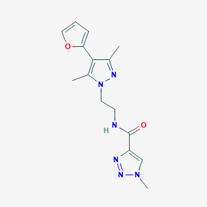 molecular formula C15H18N6O2 B2977780 N-(2-(4-(furan-2-yl)-3,5-dimethyl-1H-pyrazol-1-yl)ethyl)-1-methyl-1H-1,2,3-triazole-4-carboxamide CAS No. 2034352-92-4