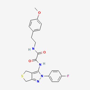 molecular formula C22H21FN4O3S B2977784 N-[2-(4-fluorophenyl)-2H,4H,6H-thieno[3,4-c]pyrazol-3-yl]-N'-[2-(4-methoxyphenyl)ethyl]ethanediamide CAS No. 899969-86-9