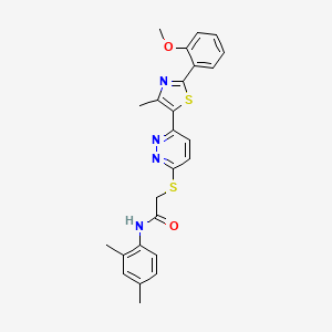 molecular formula C25H24N4O2S2 B2977786 N-(2,4-dimethylphenyl)-2-({6-[2-(2-methoxyphenyl)-4-methyl-1,3-thiazol-5-yl]pyridazin-3-yl}sulfanyl)acetamide CAS No. 954662-00-1