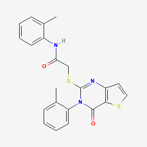 molecular formula C22H19N3O2S2 B2977789 N-(2-methylphenyl)-2-{[3-(2-methylphenyl)-4-oxo-3,4-dihydrothieno[3,2-d]pyrimidin-2-yl]sulfanyl}acetamide CAS No. 1291844-32-0
