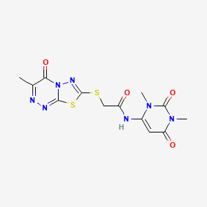 molecular formula C13H13N7O4S2 B2977794 N-(1,3-dimethyl-2,6-dioxo-1,2,3,6-tetrahydropyrimidin-4-yl)-2-[(3-methyl-4-oxo-4H-[1,3,4]thiadiazolo[2,3-c][1,2,4]triazin-7-yl)sulfanyl]acetamide CAS No. 896295-53-7