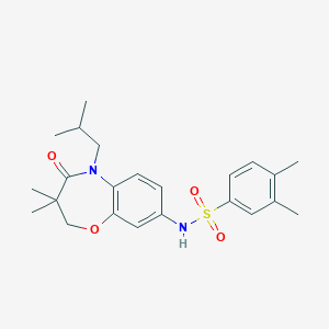 molecular formula C23H30N2O4S B2977795 N-(5-isobutyl-3,3-dimethyl-4-oxo-2,3,4,5-tetrahydrobenzo[b][1,4]oxazepin-8-yl)-3,4-dimethylbenzenesulfonamide CAS No. 922050-48-4