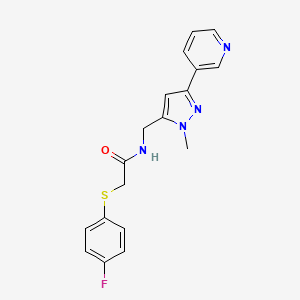2-((4-fluorophenyl)thio)-N-((1-methyl-3-(pyridin-3-yl)-1H-pyrazol-5-yl)methyl)acetamide