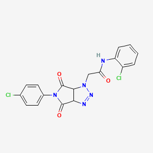 molecular formula C18H13Cl2N5O3 B2977824 N-(2-chlorophenyl)-2-[5-(4-chlorophenyl)-4,6-dioxo-1H,3aH,4H,5H,6H,6aH-pyrrolo[3,4-d][1,2,3]triazol-1-yl]acetamide CAS No. 1052561-47-3