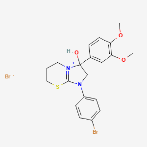 1-(4-bromophenyl)-3-(3,4-dimethoxyphenyl)-3-hydroxy-3,5,6,7-tetrahydro-2H-imidazo[2,1-b][1,3]thiazin-1-ium bromide