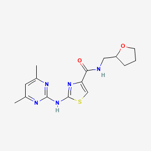 2-((4,6-dimethylpyrimidin-2-yl)amino)-N-((tetrahydrofuran-2-yl)methyl)thiazole-4-carboxamide