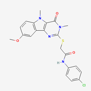 molecular formula C21H19ClN4O3S B2977836 N-(4-chlorophenyl)-2-({8-methoxy-3,5-dimethyl-4-oxo-3H,4H,5H-pyrimido[5,4-b]indol-2-yl}sulfanyl)acetamide CAS No. 1112436-00-6