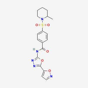 N-(5-(isoxazol-5-yl)-1,3,4-oxadiazol-2-yl)-4-((2-methylpiperidin-1-yl)sulfonyl)benzamide