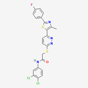 molecular formula C22H15Cl2FN4OS2 B2977844 N-(3,4-dichlorophenyl)-2-({6-[2-(4-fluorophenyl)-4-methyl-1,3-thiazol-5-yl]pyridazin-3-yl}sulfanyl)acetamide CAS No. 923173-28-8