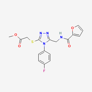 molecular formula C17H15FN4O4S B2977853 methyl 2-((4-(4-fluorophenyl)-5-((furan-2-carboxamido)methyl)-4H-1,2,4-triazol-3-yl)thio)acetate CAS No. 689750-42-3
