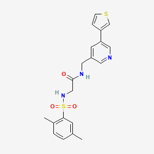 2-(2,5-dimethylphenylsulfonamido)-N-((5-(thiophen-3-yl)pyridin-3-yl)methyl)acetamide