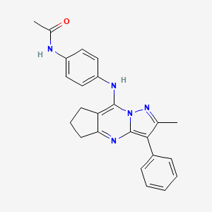molecular formula C24H23N5O B2977893 N-[4-({11-methyl-10-phenyl-1,8,12-triazatricyclo[7.3.0.0^{3,7}]dodeca-2,7,9,11-tetraen-2-yl}amino)phenyl]acetamide CAS No. 900273-76-9