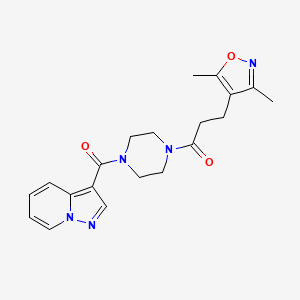 3-(3,5-Dimethylisoxazol-4-yl)-1-(4-(pyrazolo[1,5-a]pyridine-3-carbonyl)piperazin-1-yl)propan-1-one