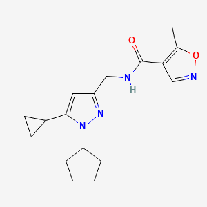 N-((1-cyclopentyl-5-cyclopropyl-1H-pyrazol-3-yl)methyl)-5-methylisoxazole-4-carboxamide