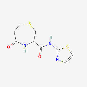 molecular formula C9H11N3O2S2 B2977910 5-oxo-N-(thiazol-2-yl)-1,4-thiazepane-3-carboxamide CAS No. 1396554-80-5