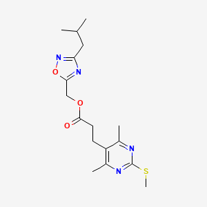 [3-(2-Methylpropyl)-1,2,4-oxadiazol-5-yl]methyl 3-[4,6-dimethyl-2-(methylsulfanyl)pyrimidin-5-yl]propanoate