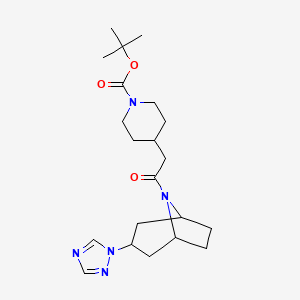 molecular formula C21H33N5O3 B2977922 tert-butyl 4-{2-oxo-2-[3-(1H-1,2,4-triazol-1-yl)-8-azabicyclo[3.2.1]octan-8-yl]ethyl}piperidine-1-carboxylate CAS No. 2320683-69-8