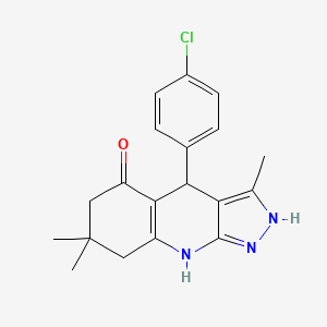 molecular formula C19H20ClN3O B2977925 4-(4-chlorophenyl)-3,7,7-trimethyl-2,4,6,7,8,9-hexahydro-5H-pyrazolo[3,4-b]quinolin-5-one CAS No. 327089-03-2