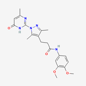 N-(3,4-dimethoxyphenyl)-3-(3,5-dimethyl-1-(4-methyl-6-oxo-1,6-dihydropyrimidin-2-yl)-1H-pyrazol-4-yl)propanamide