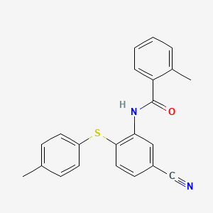molecular formula C22H18N2OS B2977960 N-{5-cyano-2-[(4-methylphenyl)sulfanyl]phenyl}-2-methylbenzamide CAS No. 303147-13-9