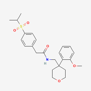 molecular formula C24H31NO5S B2977965 N-{[4-(2-methoxyphenyl)oxan-4-yl]methyl}-2-[4-(propane-2-sulfonyl)phenyl]acetamide CAS No. 1327551-29-0