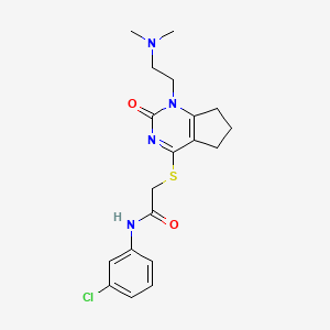 molecular formula C19H23ClN4O2S B2977969 N-(3-chlorophenyl)-2-((1-(2-(dimethylamino)ethyl)-2-oxo-2,5,6,7-tetrahydro-1H-cyclopenta[d]pyrimidin-4-yl)thio)acetamide CAS No. 933203-88-4