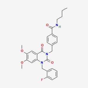 N-butyl-4-((1-(2-fluorobenzyl)-6,7-dimethoxy-2,4-dioxo-1,2-dihydroquinazolin-3(4H)-yl)methyl)benzamide