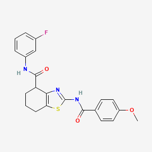 molecular formula C22H20FN3O3S B2977973 N-(3-fluorophenyl)-2-(4-methoxybenzamido)-4,5,6,7-tetrahydrobenzo[d]thiazole-4-carboxamide CAS No. 941926-01-8