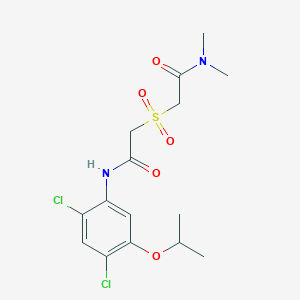 molecular formula C15H20Cl2N2O5S B2977976 2-{[2-(2,4-dichloro-5-isopropoxyanilino)-2-oxoethyl]sulfonyl}-N,N-dimethylacetamide CAS No. 341964-68-9