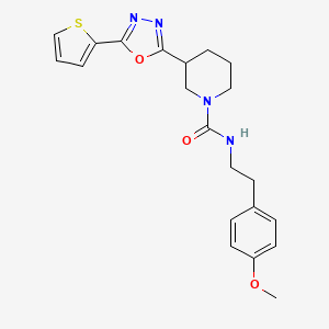 molecular formula C21H24N4O3S B2977980 N-(4-methoxyphenethyl)-3-(5-(thiophen-2-yl)-1,3,4-oxadiazol-2-yl)piperidine-1-carboxamide CAS No. 1105227-89-1