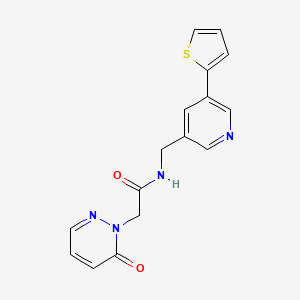 molecular formula C16H14N4O2S B2977985 2-(6-oxopyridazin-1(6H)-yl)-N-((5-(thiophen-2-yl)pyridin-3-yl)methyl)acetamide CAS No. 2034596-75-1