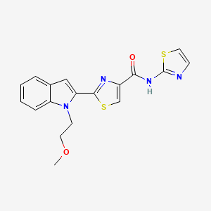 molecular formula C18H16N4O2S2 B2977986 2-(1-(2-methoxyethyl)-1H-indol-2-yl)-N-(thiazol-2-yl)thiazole-4-carboxamide CAS No. 1172313-25-5
