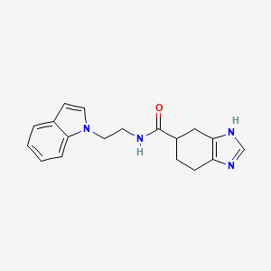 molecular formula C18H20N4O B2977991 N-(2-(1H-indol-1-yl)ethyl)-4,5,6,7-tetrahydro-1H-benzo[d]imidazole-5-carboxamide CAS No. 2034440-74-7