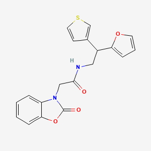 molecular formula C19H16N2O4S B2978036 N-[2-(furan-2-yl)-2-(thiophen-3-yl)ethyl]-2-(2-oxo-2,3-dihydro-1,3-benzoxazol-3-yl)acetamide CAS No. 2415554-43-5