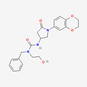1-Benzyl-3-(1-(2,3-dihydrobenzo[b][1,4]dioxin-6-yl)-5-oxopyrrolidin-3-yl)-1-(2-hydroxyethyl)urea