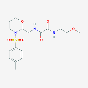 B2978061 N1-(2-methoxyethyl)-N2-((3-tosyl-1,3-oxazinan-2-yl)methyl)oxalamide CAS No. 869071-30-7