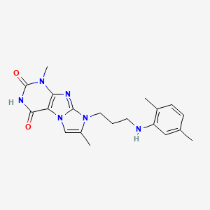 molecular formula C20H24N6O2 B2978097 8-(3-((2,5-dimethylphenyl)amino)propyl)-1,7-dimethyl-1H-imidazo[2,1-f]purine-2,4(3H,8H)-dione CAS No. 923686-28-6