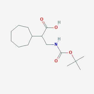 molecular formula C15H27NO4 B2978098 3-{[(Tert-butoxy)carbonyl]amino}-2-cycloheptylpropanoic acid CAS No. 2137780-07-3