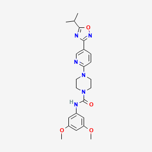 molecular formula C23H28N6O4 B2978107 N-(3,5-dimethoxyphenyl)-4-(5-(5-isopropyl-1,2,4-oxadiazol-3-yl)pyridin-2-yl)piperazine-1-carboxamide CAS No. 1234851-08-1