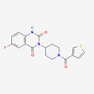 molecular formula C18H16FN3O3S B2978123 6-fluoro-3-(1-(thiophene-3-carbonyl)piperidin-4-yl)quinazoline-2,4(1H,3H)-dione CAS No. 2034452-34-9