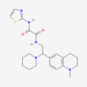 molecular formula C22H29N5O2S B2978128 N'-[2-(1-methyl-1,2,3,4-tetrahydroquinolin-6-yl)-2-(piperidin-1-yl)ethyl]-N-(1,3-thiazol-2-yl)ethanediamide CAS No. 922096-67-1