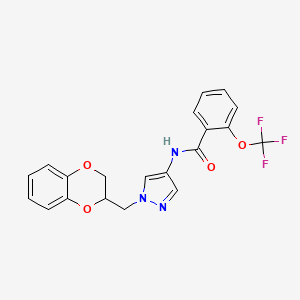 N-(1-((2,3-dihydrobenzo[b][1,4]dioxin-2-yl)methyl)-1H-pyrazol-4-yl)-2-(trifluoromethoxy)benzamide