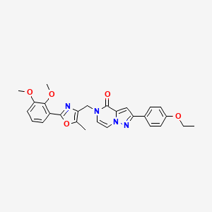 molecular formula C27H26N4O5 B2978178 5-((2-(2,3-dimethoxyphenyl)-5-methyloxazol-4-yl)methyl)-2-(4-ethoxyphenyl)pyrazolo[1,5-a]pyrazin-4(5H)-one CAS No. 1359488-07-5