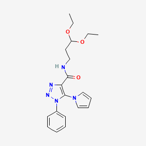 molecular formula C20H25N5O3 B2978181 N-(3,3-diethoxypropyl)-1-phenyl-5-(1H-pyrrol-1-yl)-1H-1,2,3-triazole-4-carboxamide CAS No. 1798623-10-5