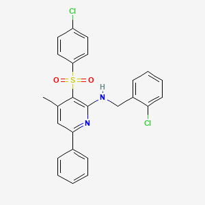 molecular formula C25H20Cl2N2O2S B2978194 N-(2-chlorobenzyl)-3-[(4-chlorophenyl)sulfonyl]-4-methyl-6-phenyl-2-pyridinamine CAS No. 339103-42-3