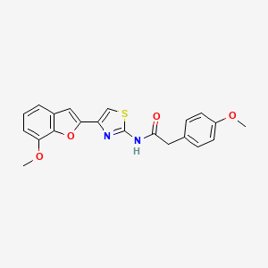 molecular formula C21H18N2O4S B2978204 N-[4-(7-methoxy-1-benzofuran-2-yl)-1,3-thiazol-2-yl]-2-(4-methoxyphenyl)acetamide CAS No. 921797-38-8