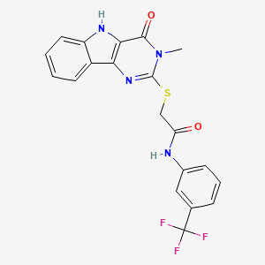 2-[(3-methyl-4-oxo-5H-pyrimido[5,4-b]indol-2-yl)sulfanyl]-N-[3-(trifluoromethyl)phenyl]acetamide