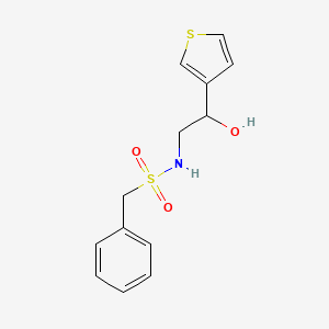 molecular formula C13H15NO3S2 B2978258 N-(2-hydroxy-2-(thiophen-3-yl)ethyl)-1-phenylmethanesulfonamide CAS No. 1286721-13-8
