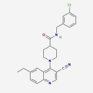 molecular formula C25H25ClN4O B2978261 N-[(3-chlorophenyl)methyl]-1-(3-cyano-6-ethylquinolin-4-yl)piperidine-4-carboxamide CAS No. 1226453-36-6